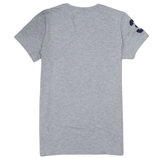Frank Ferry Men Grey V-Neck Polo Club Embroidered T-Shirt M