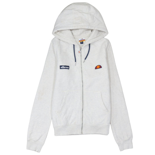 Additional front view of Ellesse unisex white full zip hoodie, size 12, regular fit