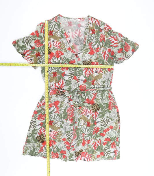 Next Womens Multicoloured Floral Short Wrap Dress Size 12