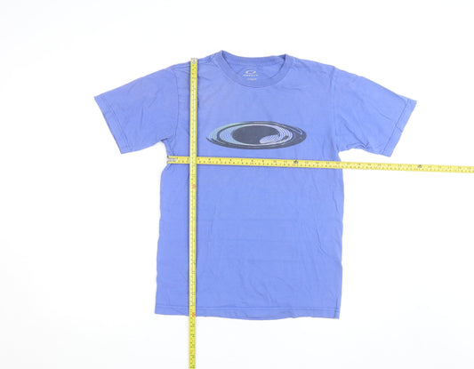 Oakley Men’s Blue Graphic Logo Regular Fit Cotton T-Shirt Size S