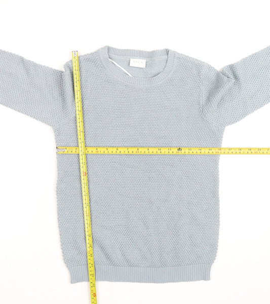 Vila Women’s Grey Knit Crew Neck Long Sleeve Pullover Jumper XS