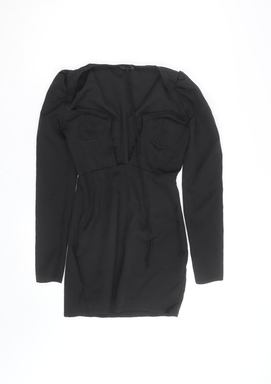 PRETTYLITTLETHING Women’s Black Size 8 Long Sleeve Bodycon Mini Dress