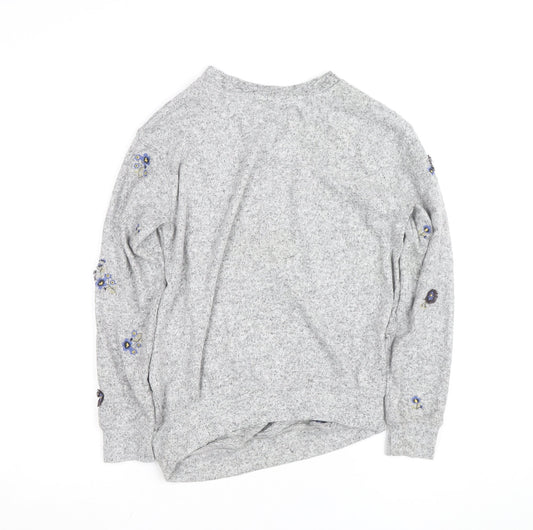 H&M Women Grey Floral Embroidered Maternity Pullover Jumper Size S