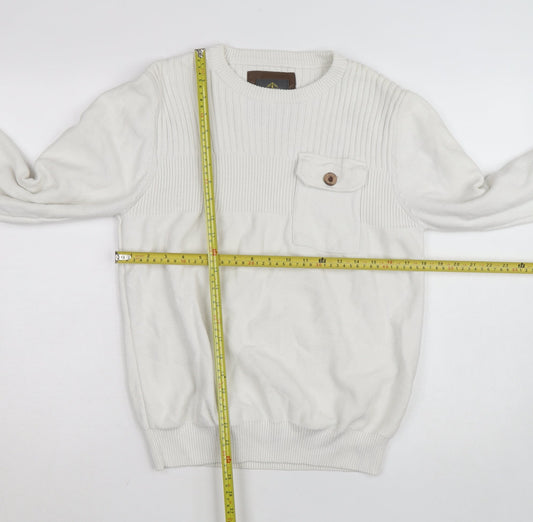 Strength & Honour Men's Ivory Cotton Crew Neck Jumper L