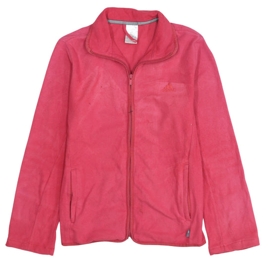Additional front view of Adidas women’s pink fleece full zip jacket, size M