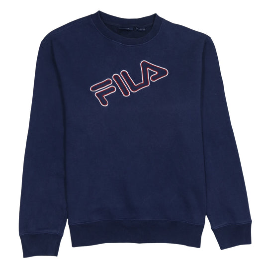 Additional front view of Fila women’s navy blue crew neck logo sweatshirt xl cotton blend