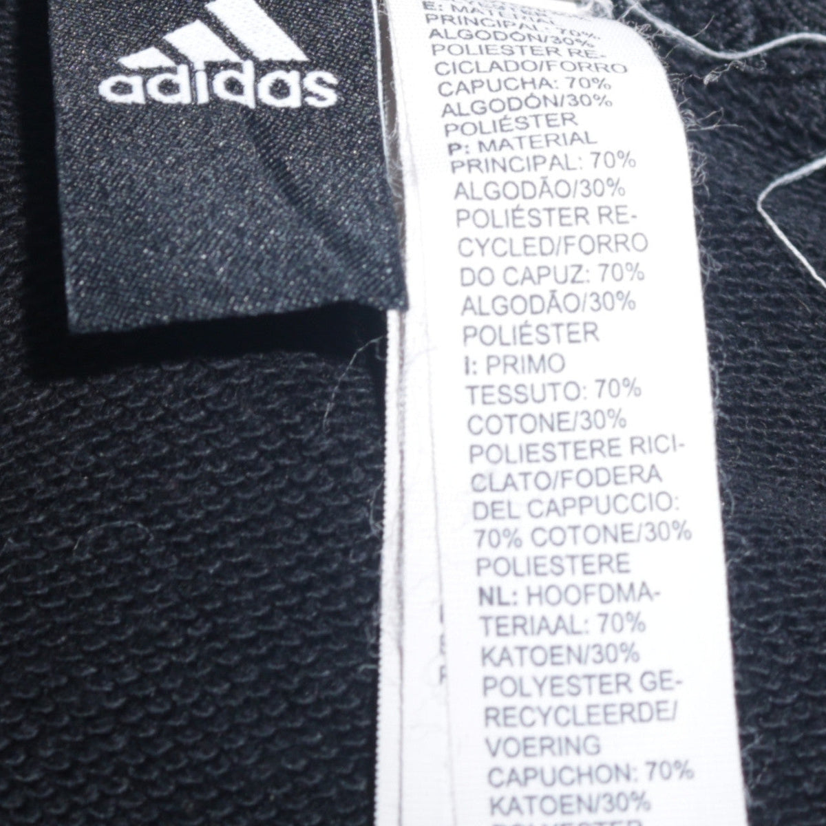 Additional view of Adidas men’s black full zip hoodie, size M, sportswear sweatshirt