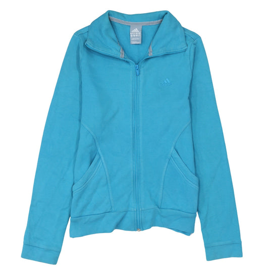 Additional front view of Adidas Women Blue, size 12, Track Jacket Full Zip Cotton Essentials