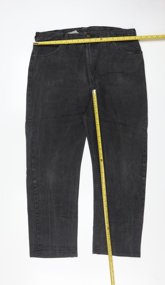 Wrangler Men's Black Straight Jeans 36W x 32L 100% Cotton Denim