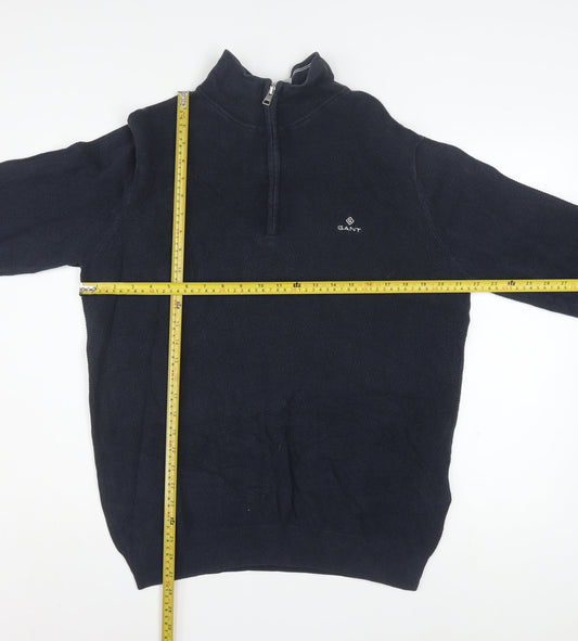 GANT Men's Blue Cotton 1/2 Zip High Neck Jumper XL