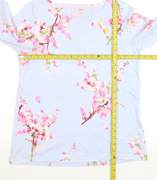 Joules Women’s Blue Floral 3/4 Sleeve Cotton T-Shirt Size 8