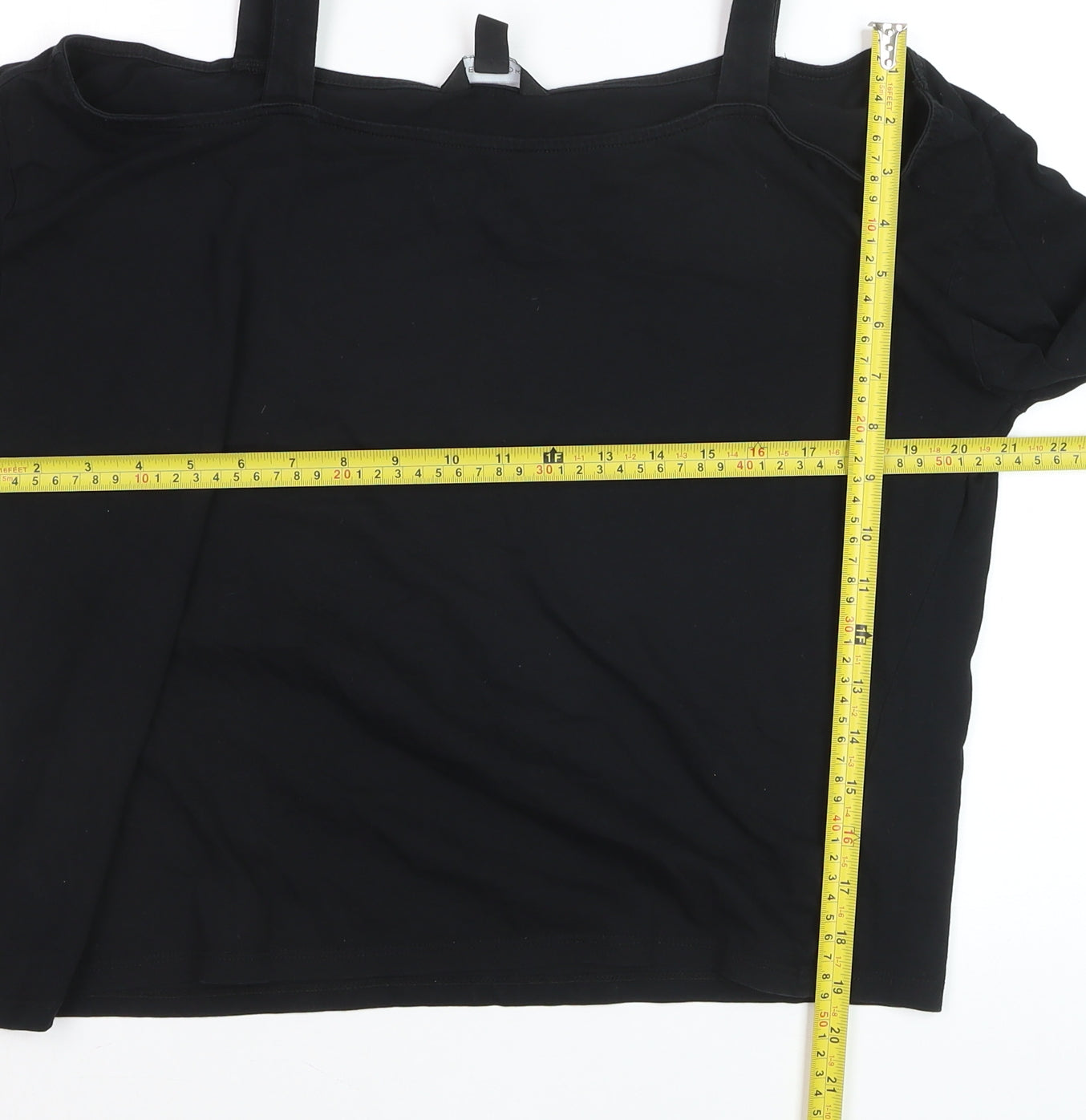New Look Womens Black Off Shoulder Long Sleeve Cotton T-Shirt Size 14