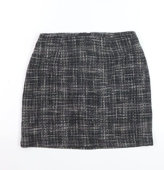 H&M Women's Black Check Tweed Pencil Skirt Size 8 Workwear