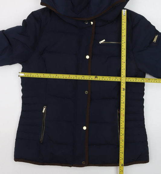 Jake*s Boys Blue Hooded Puffer Jacket Size 12 Years Polyester Winter Coat