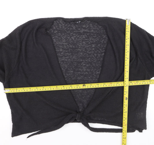 TIGI Women Black Plus Size 18 Open Front Tie Cardigan