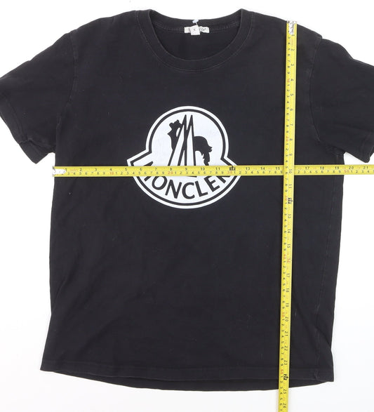 Moncler Men’s Black XL Logo Cotton Crew Neck Short Sleeve T-Shirt