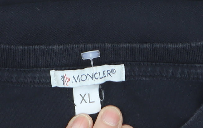 Moncler Men’s Black XL Logo Cotton Crew Neck Short Sleeve T-Shirt