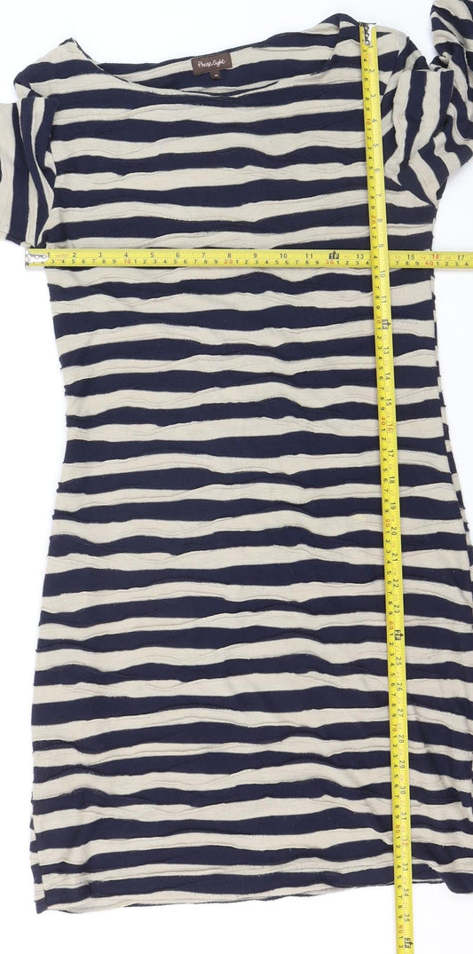 Phase Eight Women Blue Striped Knee Length Shift Dress Size 10