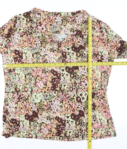 Nutmeg Womens Multicoloured Floral Henley Blouse Size 16
