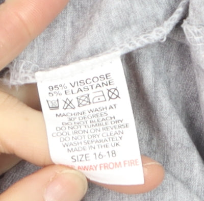 Brezza Women's Grey Long Sleeve Basic Viscose T-Shirt Size 16
