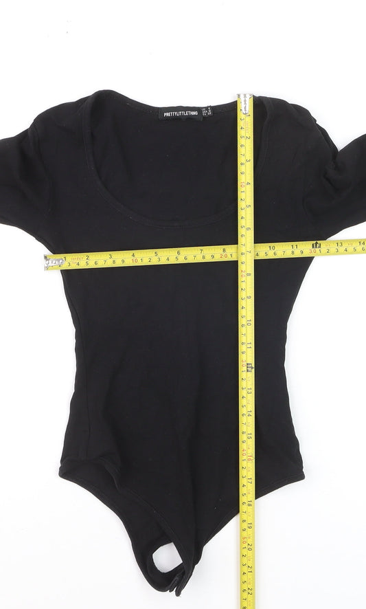 PrettyLittleThing Women’s Black Long Sleeve Scoop Neck Bodysuit Size 4