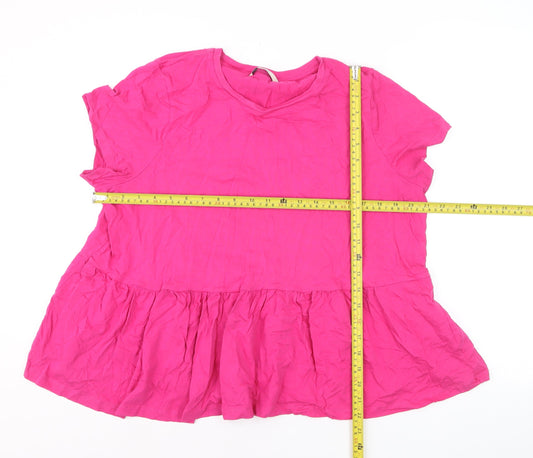 George Women’s Pink Short Sleeve Tunic Top Size 18 Cotton Blend