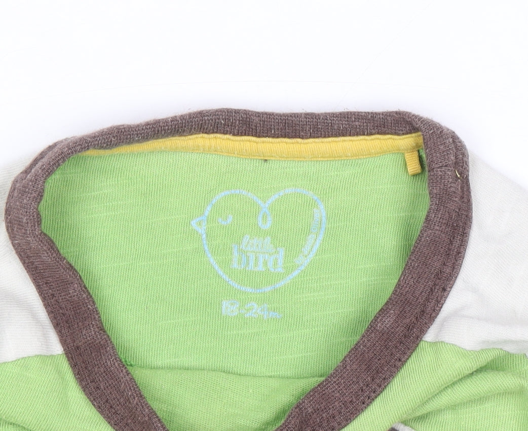 Additional view of Little Bird unisex baby green long sleeve graphic t-shirt 18-24 months