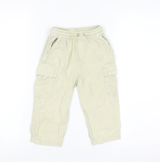 Zara Boys Beige Cargo Trousers 3 Years Elastic Waist Cotton Casual