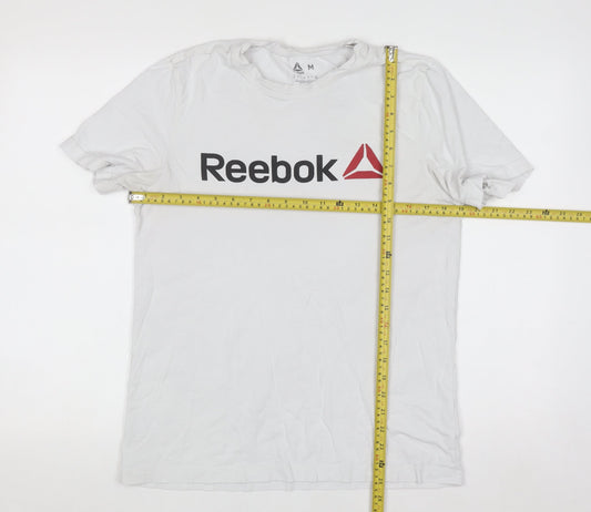 Reebok Men's White Logo Graphic Short Sleeve Cotton T-Shirt M