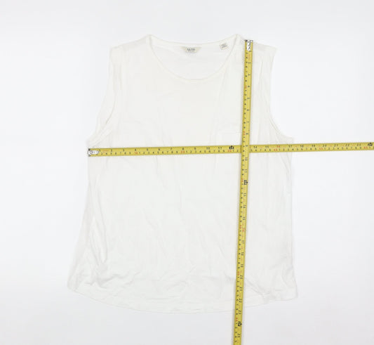 Jack Wills Women White Cotton Modal Tank Top UK 12