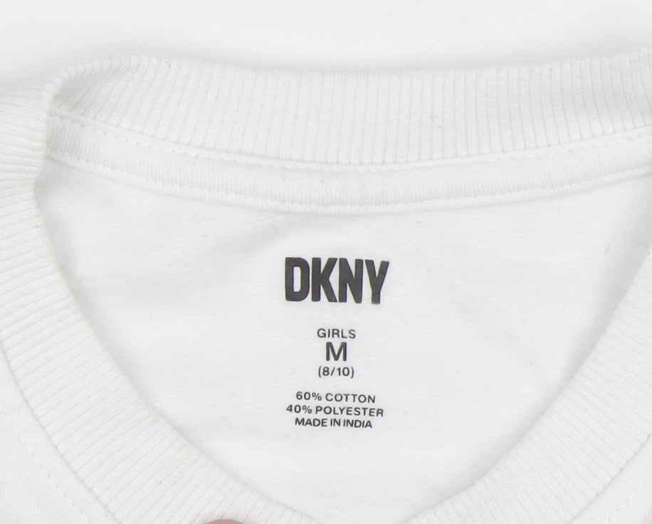 Additional view of DKNY girls’ white graphic manhattan sweatshirt m 8-10 years cotton blend