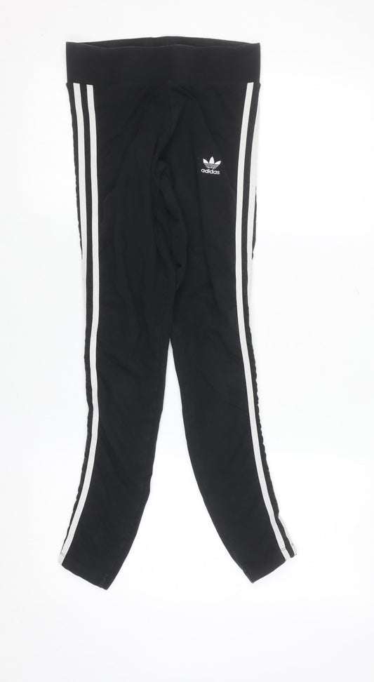 Additional front view of Adidas Women’s Black Ankle Leggings, size UK 8, Stretch Cotton