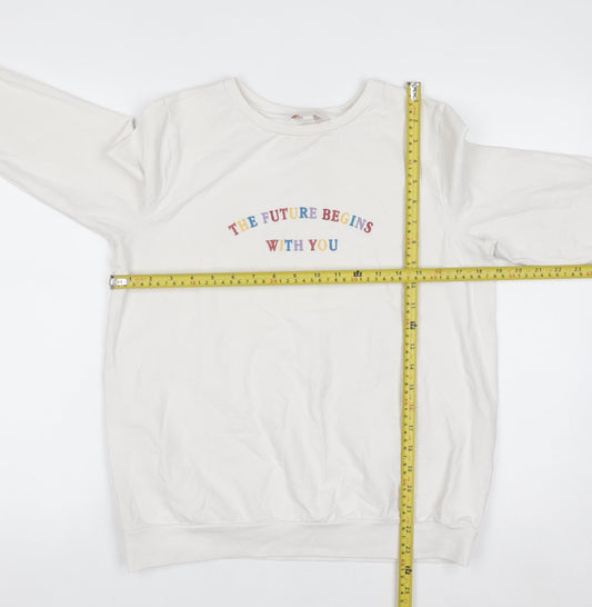 Next Maternity Women's White Small Crew Neck Pullover Sweatshirt