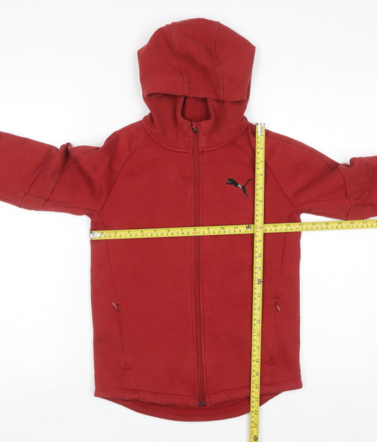 Puma Boys Red Full Zip Hoodie 11-12 Years Cotton Blend Sportswear