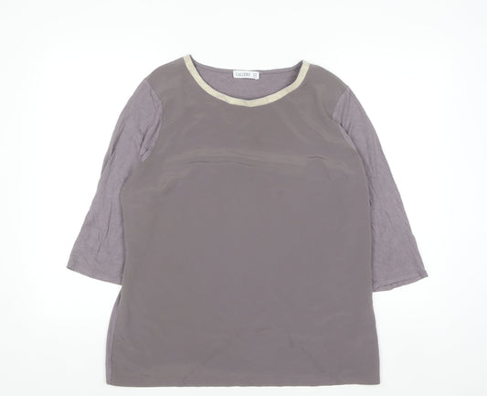 Additional front view of Gallery women’s grey metallic trim 3/4 sleeve blouse uk 18