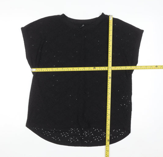 ONLY Women's Black Lace Short Sleeve Blouse Size M