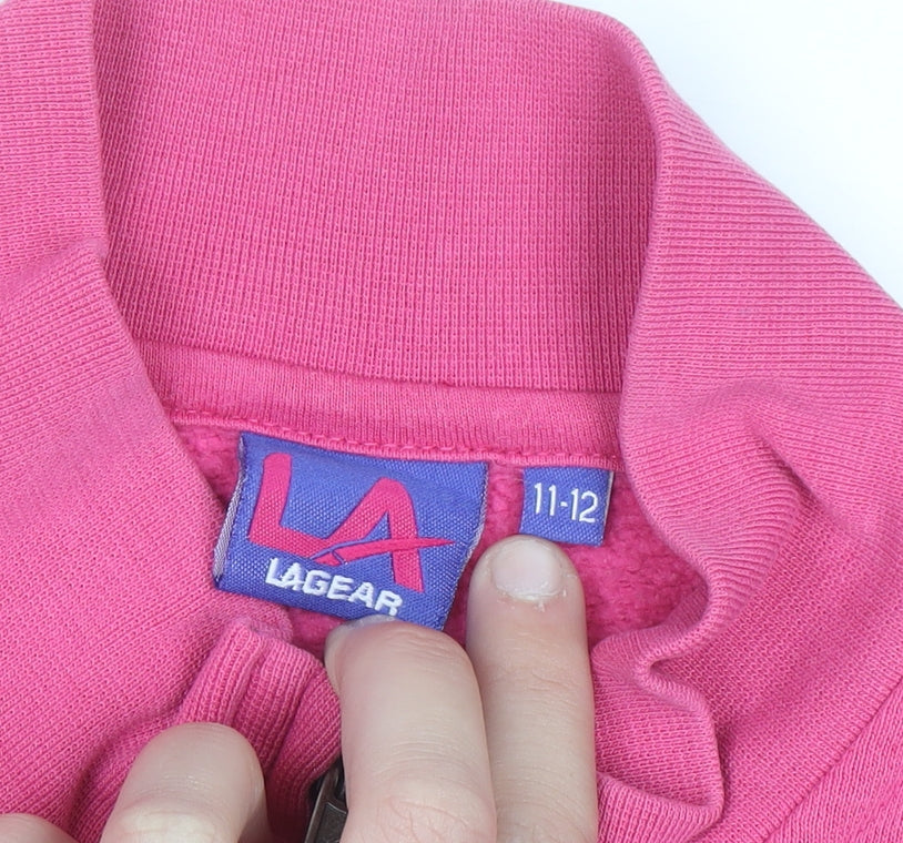 Additional view of LA Gear girls’ pink full zip fleece sweatshirt 11-12 years