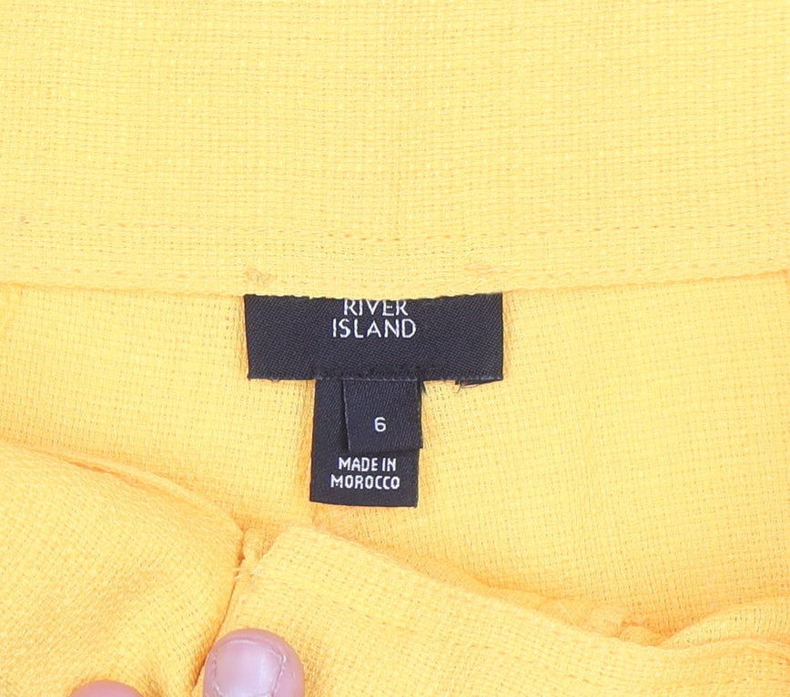 River Island Women's Yellow High Waist Paperbag Shorts Size 6