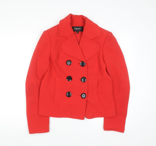 Papaya Women's Red Size 12 Pea Coat Jacket Classic Short