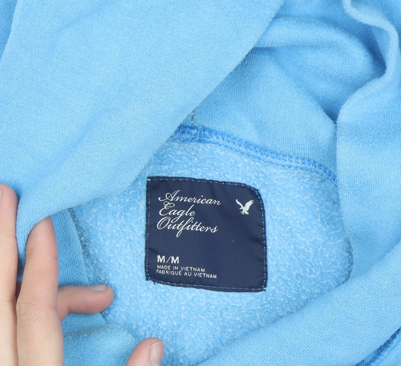 American Eagle Outfitters Women Blue Pullover Hoodie Size M LOVE Print