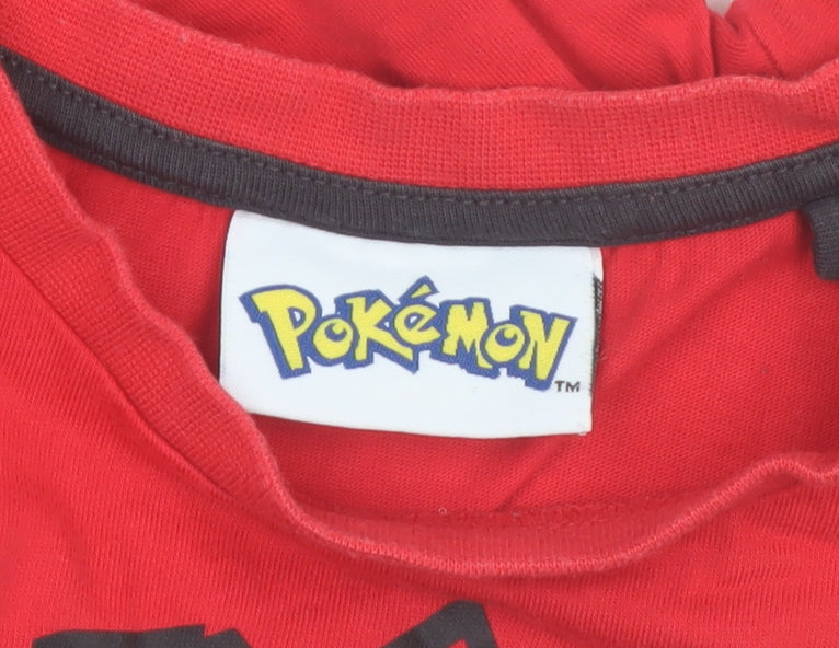 Pokémon Boys Red Graphic T-Shirt 8-9 Years Team Pokémon Cotton Top