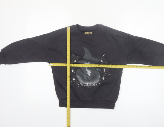Marks and Spencer Girls Black Wicked Witch Pullover Sweatshirt 7-8 Years
