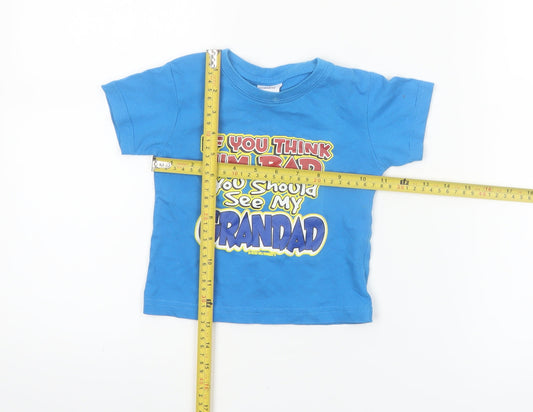 R.R Roberts Blue Funny Graphic Baby T-Shirt 6-9 Months Short Sleeve