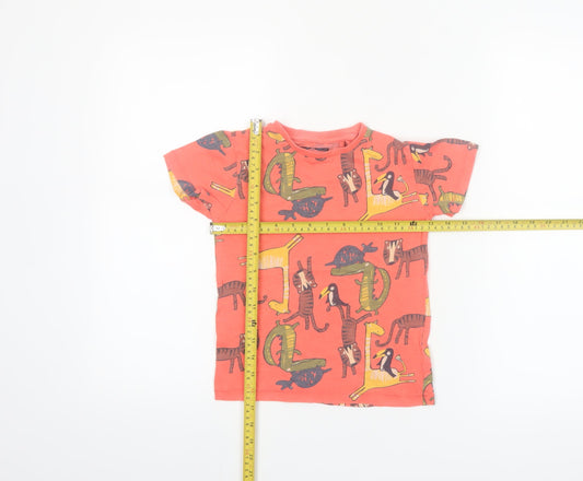 Next Boys Orange Animal Print Cotton T-Shirt 4-5 Years Short Sleeve