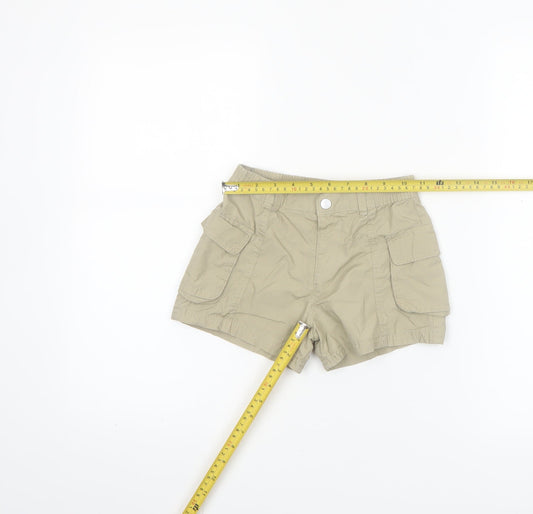 F&F Girls Beige Cargo Shorts 5-6 Years 100% Cotton Elastic Waist Pockets