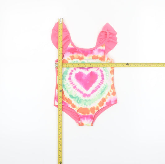F&F Girls Multicoloured Tie Dye Heart One Piece Swimsuit 4-5 Years