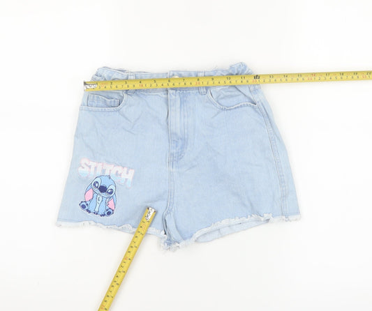 Primark Girls Blue Denim Stitch Cut-Off Shorts 10-11 Years