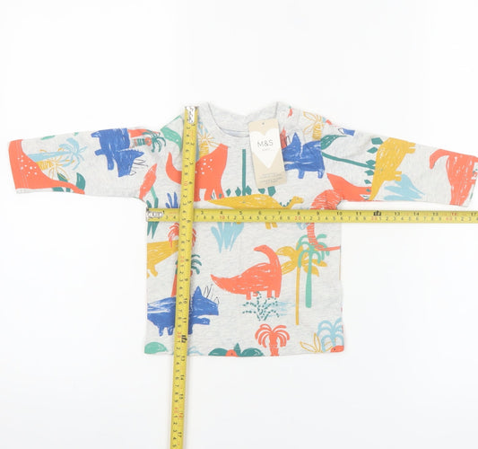Marks and Spencer Baby Unisex Multicoloured Dinosaur Long Sleeve T-Shirt 3-6 Months