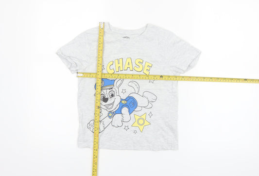 Nickelodeon Boys Grey Chase PAW Patrol T-Shirt 6-7 Years Short Sleeve