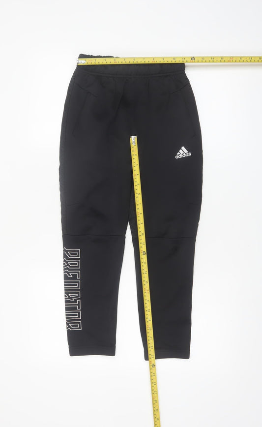 Adidas Boys Black 9-10 Years Jogger Trousers with Elastic Waist